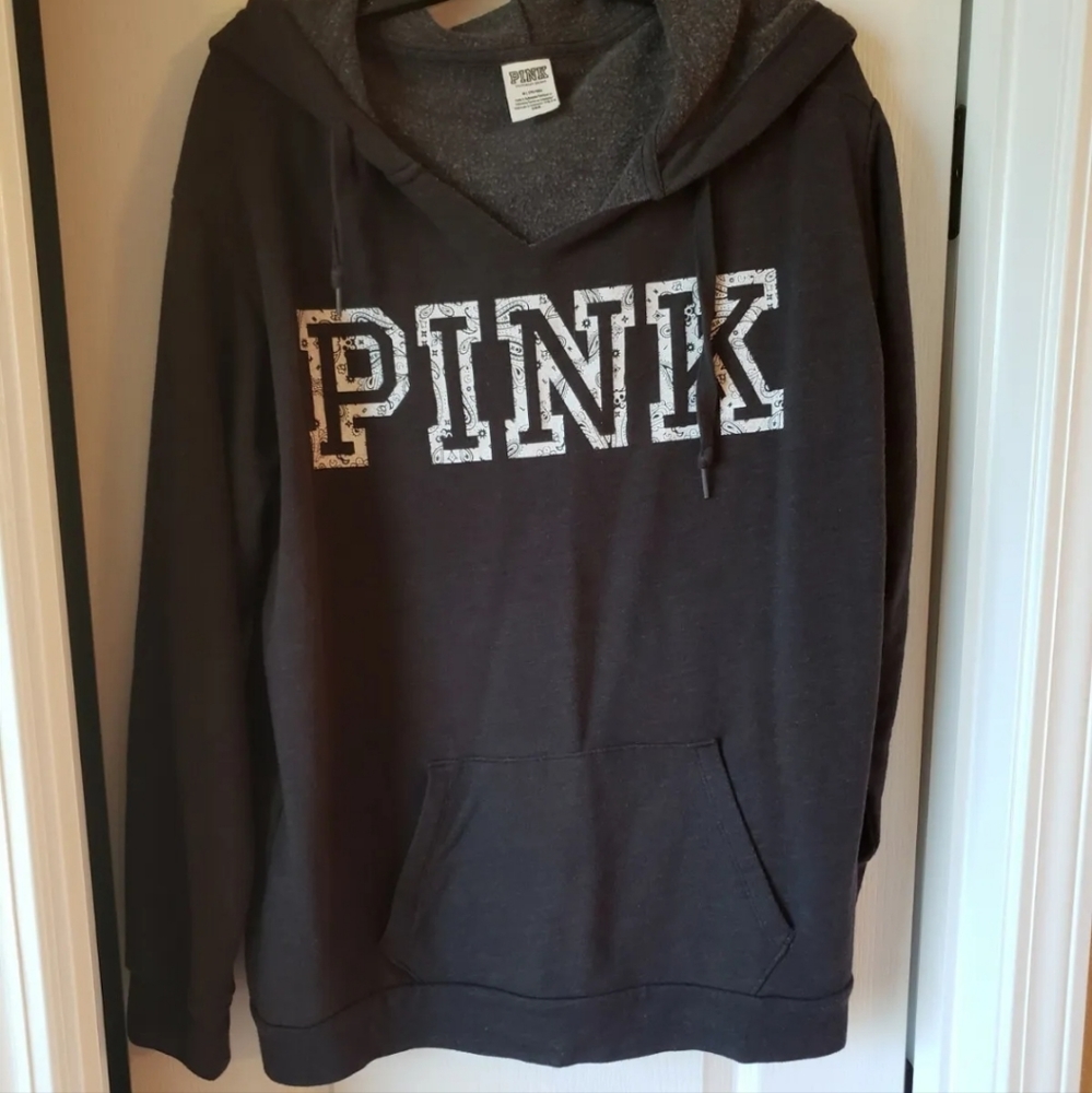 Victorias Secret Pink Bandana Logo Print Hoodie Size M